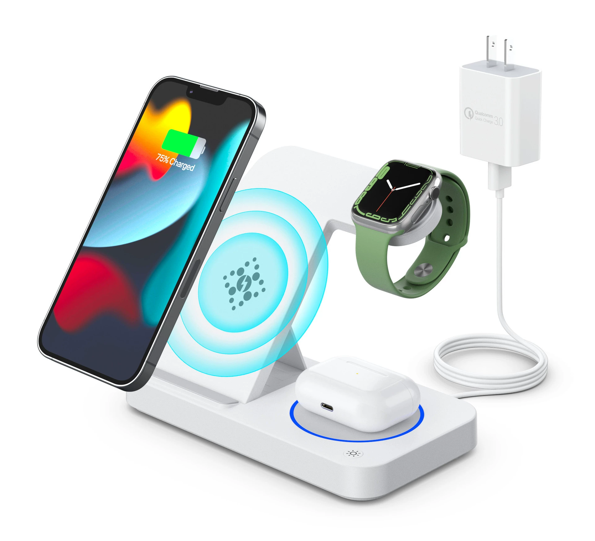 Apple, Samsung, с синхронизацией со смартфоном, складывающиеся беспроводные совместимые часы, наушники, зарядное устройство, 15Вт