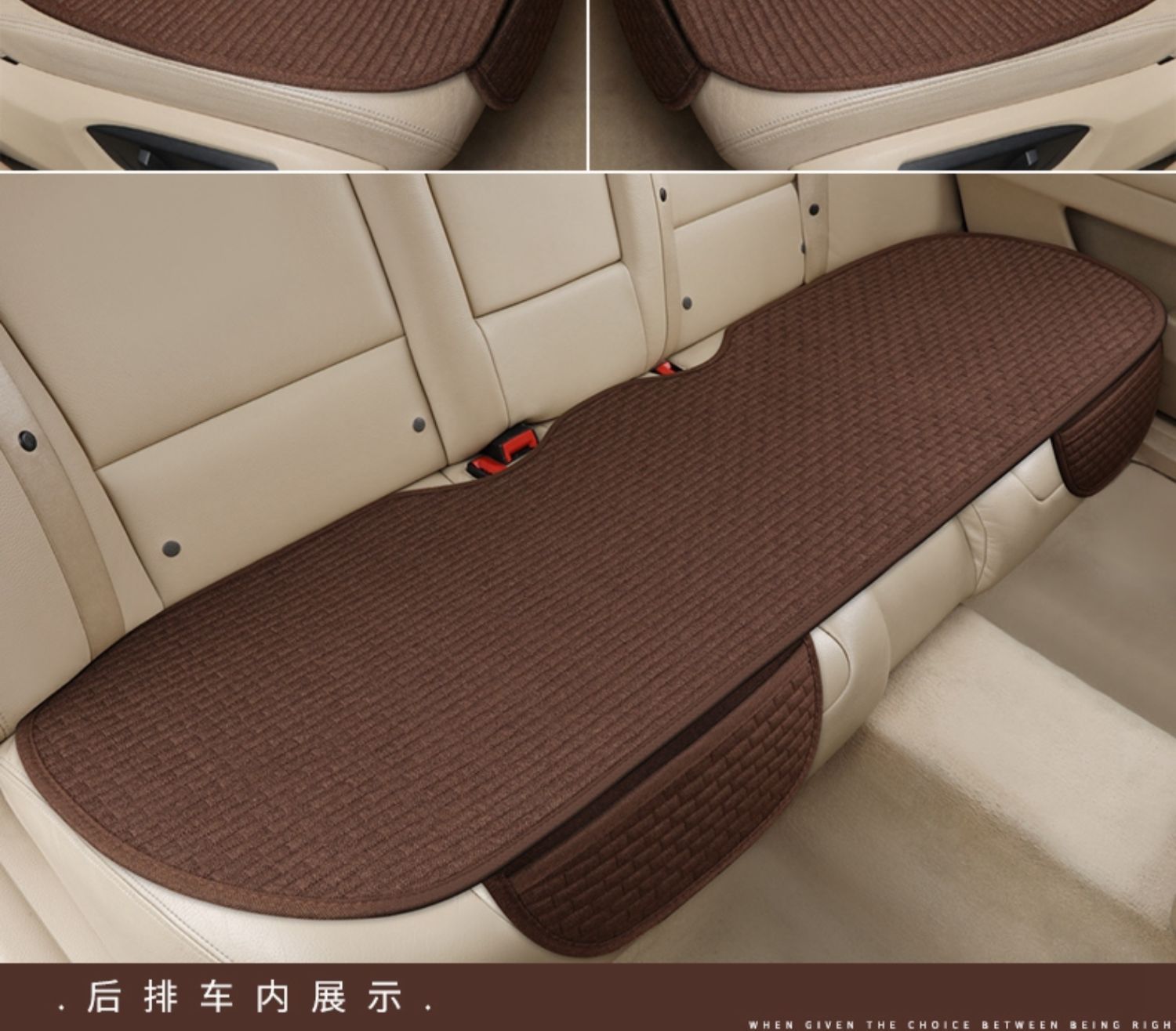 Car Seat Cushion, Universal for All Seasons, Single-Piece Linen Three-Piece Set, Rear Seat Cushion for Car, Winter Non-Slip Car Seat Cushion