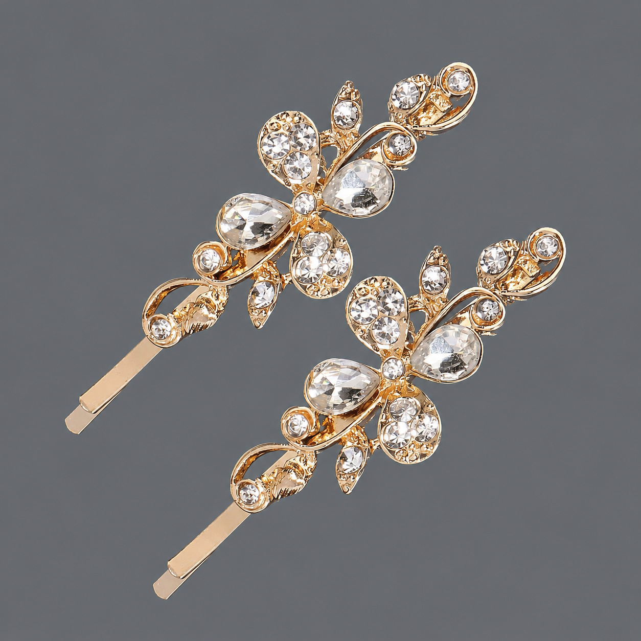 Horquilla de zirconio de lujo ligero europeo y americano con incrustaciones de diamantes, pinza de pelo de alta gama para mujer, suministro mayorista transfronterizo directo de fábrica.