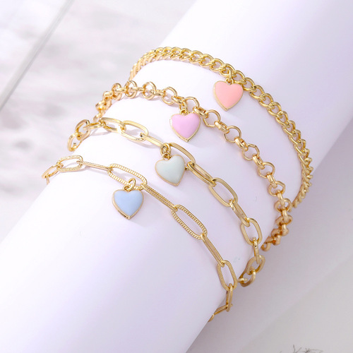 European and American cross-border retro thick chain personalized bracelets mixed and matched open bracelets bracelets stacked style set bracelets wholesale