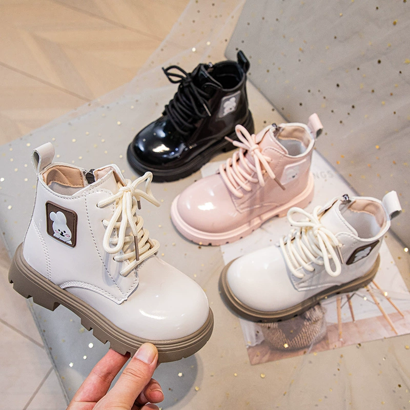 Девочка Мартин сапоги 2024 осень новые детские сапоги мальчик черные короткие сапоги мягкие подошвы дети весна и осень тонкие сапоги женщины