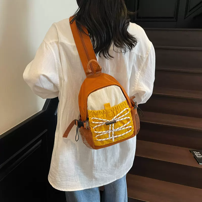 新款双用小背包女日韩百搭潮流大容量抽绳斜挎包逛街休闲双肩包