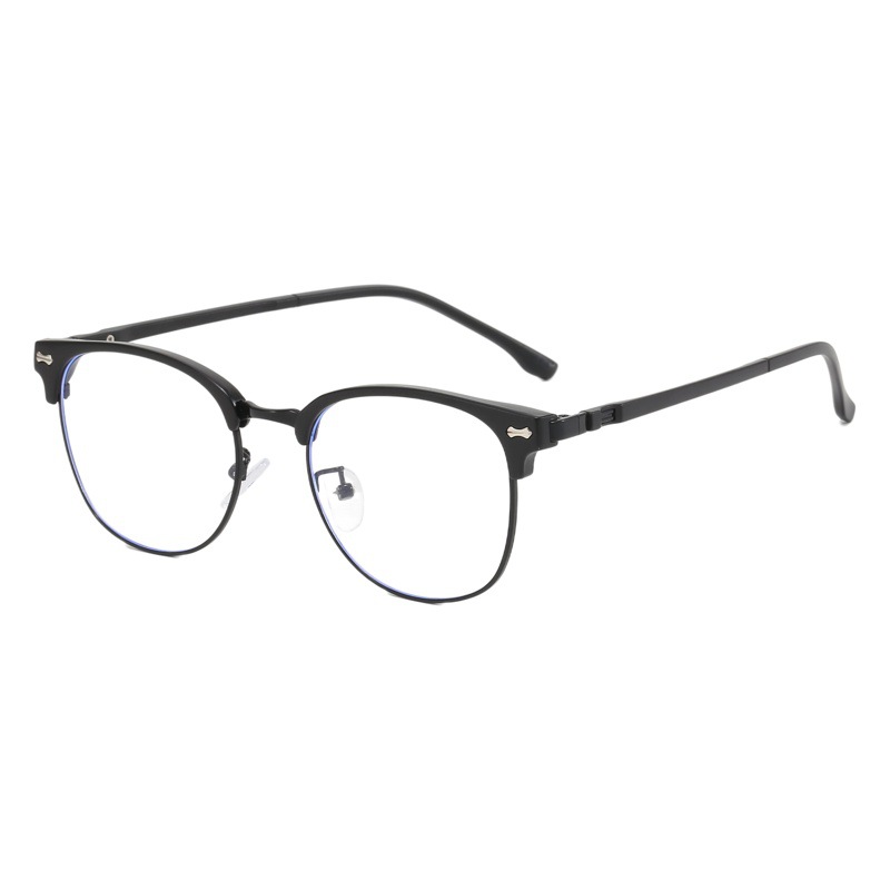 2024 nuevo retro cuadrado metal medio marco negocio anti-azul luz gafas hombres simple ultra-ligero miopía marco gafas
