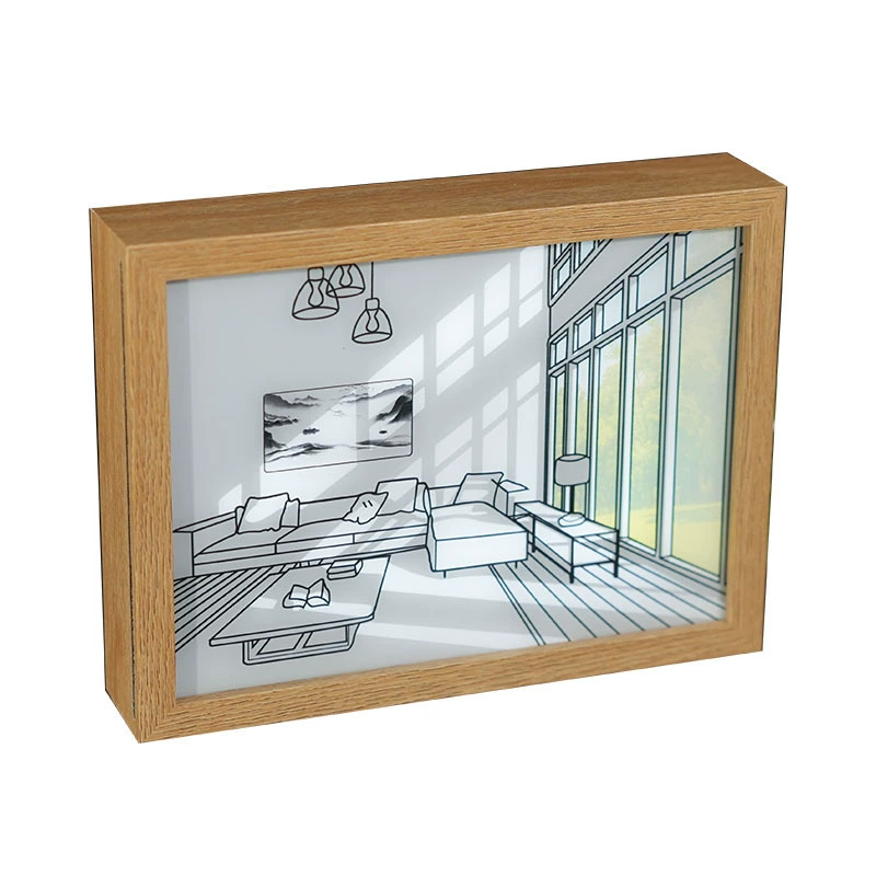 Photo frame, lightweight mirror with light, handmade, A-line, custom-made