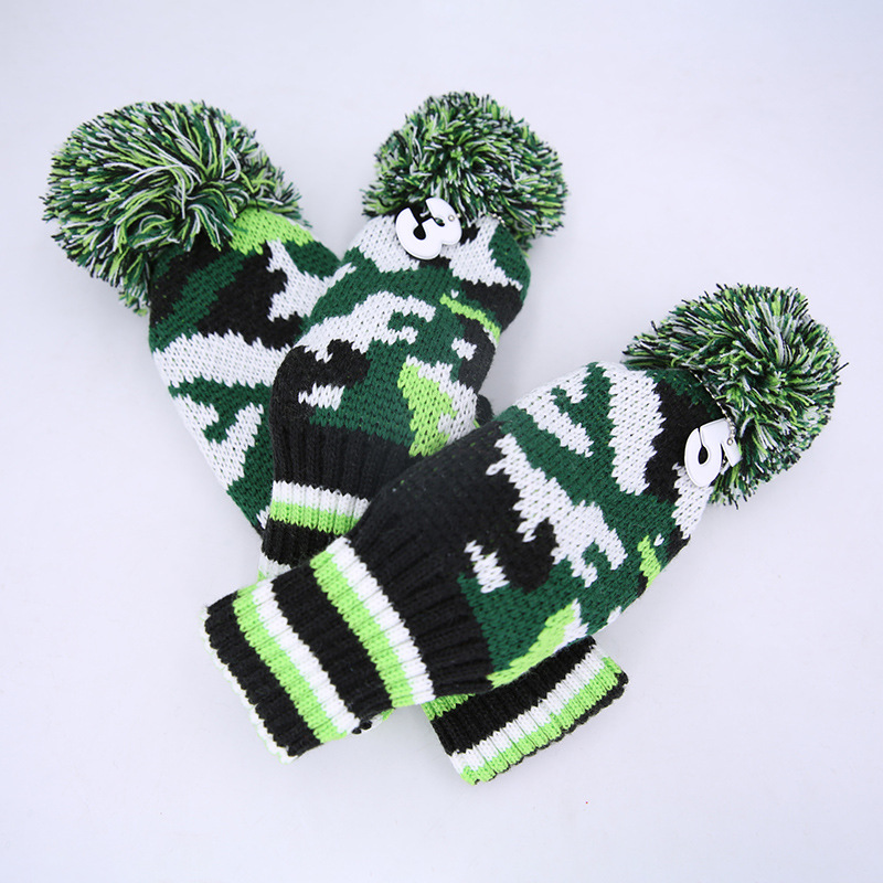 FUENTE Directo de fábrica Golf Club cubierta de punto bordado poste de madera de tres piezas cubierta protectora personalizable transfronteriza Venta caliente