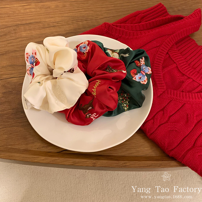 Producción original _ Año Nuevo bordado anillo de pelo de nicho de alto nivel anillo de pelo de bolas de intestino