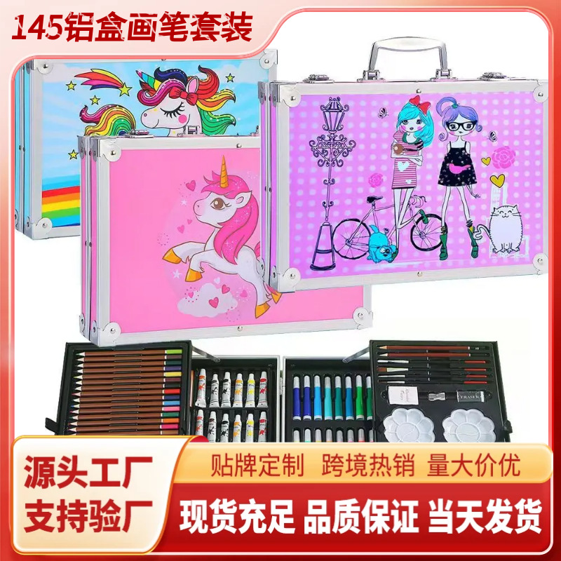 145 caja de aluminio pincel conjunto de dibujo infantil arte papelería pincel de graffiti pincel acuarela pincel fábrica al por mayor