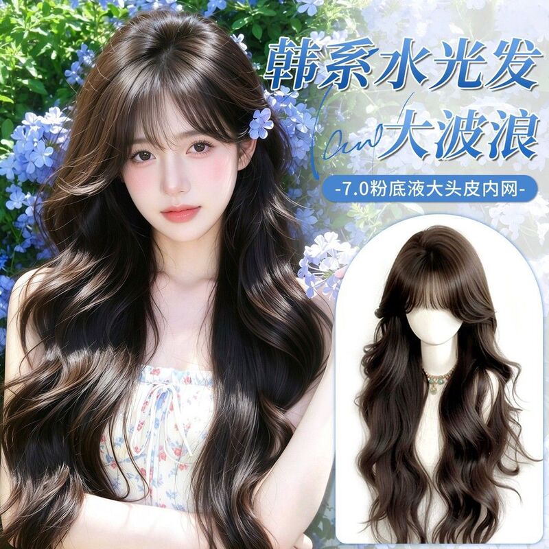 Zealan wig without net, Korean sweet girl style, shiny big waves, fluffy, natural, lightweight, summer daily wig for women Zealan wig without net, Korean sweet girl style, shiny big waves, fluffy, natural, lightweight, summer daily wig for women