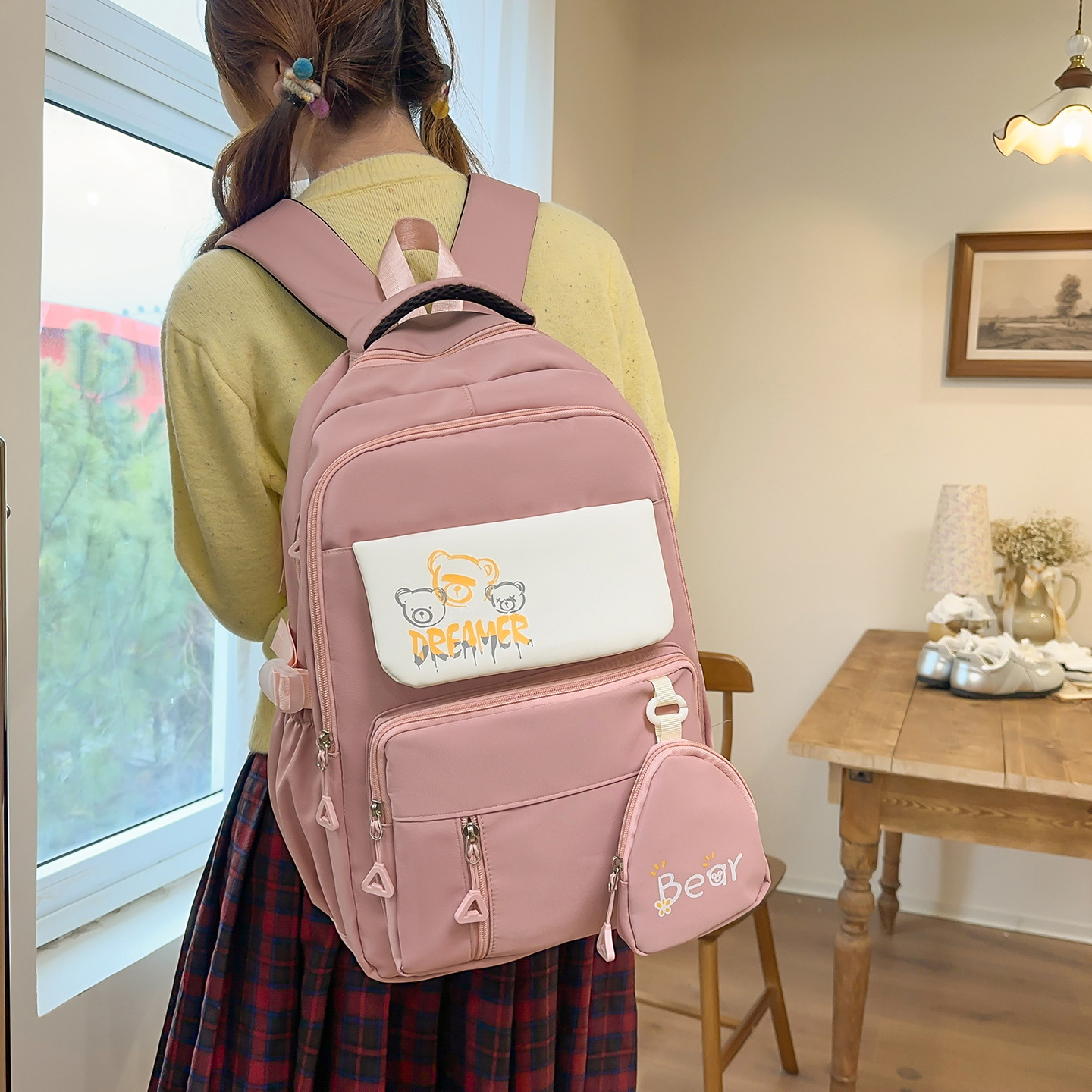 Mochila escolar del campus de estudiantes, chicas, mochila de gran capacidad de moda simple japonesa, mochila de viaje casual universal