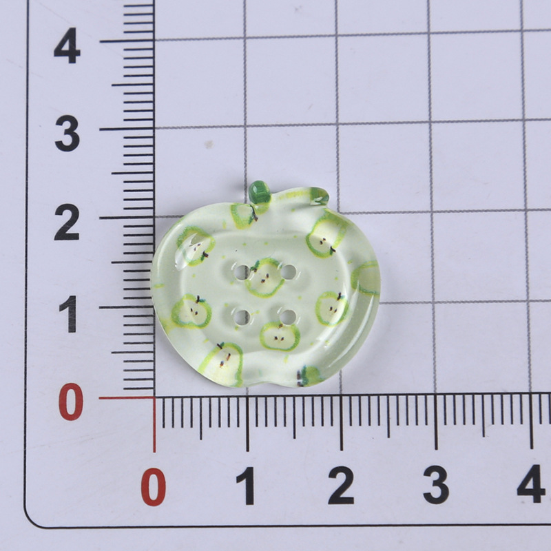 봄과 여름 새로운 스타일 투명 인쇄 사과 단추 액세서리 DIY 의류 단추 구멍 신발 장식 휴대 전화 케이스 액세서리
