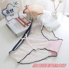Tingweiya new Japanese style underwear women's love lace mid-waist pure cotton inseam sexy thin breathable girl underwear
