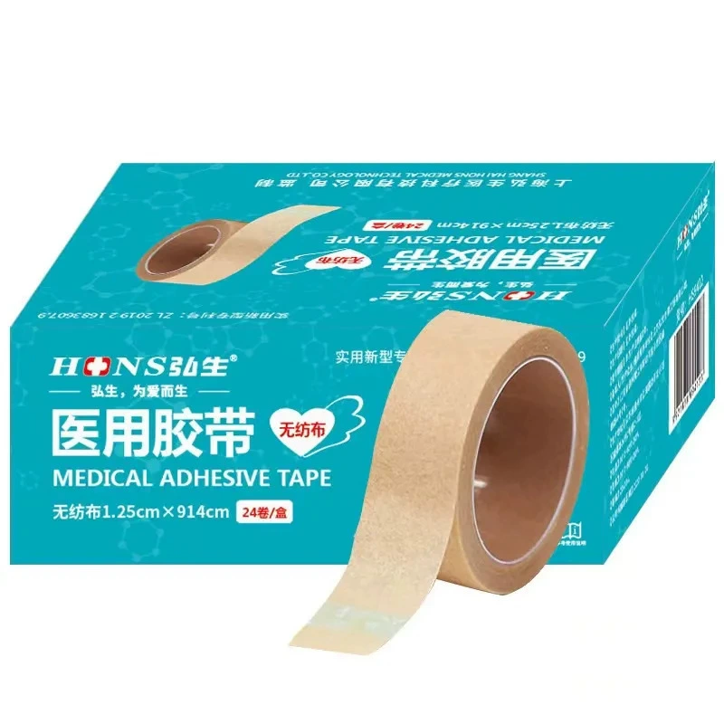 [24 рулона] Медицинская лента Hongsheng, нетканая бумажная лента, 1,25 см * 914 см, цвет кожи