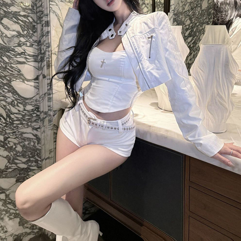 American Retro Pu Leather Motorcycle-Style Jacket Short Coat for Women, Spring and Autumn Versatile Loose Slimming Top Trendy