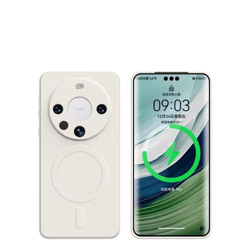 Funda magnética de silicona líquida compatible con el teléfono Huawei Mate80Pro+ con cobertura total de la lente, funda protectora anticaídas P90, P70.