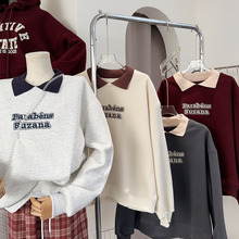 秋冬季设计款套头纯色外套卫衣上衣女新款浅色十三行女装尾货批发