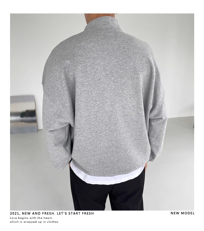 Herren-Sweatshirt mit Stehkragen und halbem Reißverschluss – Lässiger Pullover für Sport und Freizeit, Herbst & Winter (Grau, M/L/XL/2XL/3XL)_voghion.com