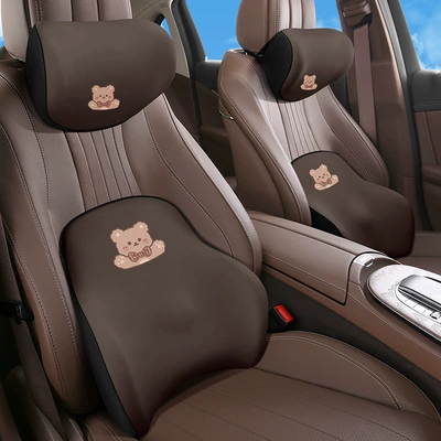 Seat cushion, seat cover – bear headrest and lumbar support with