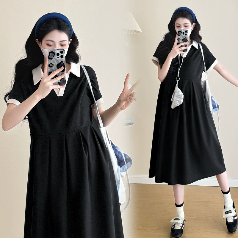 Платье для беременных, юбка для матери, oversize, облегающее, с коротким рукавом, для подростков
