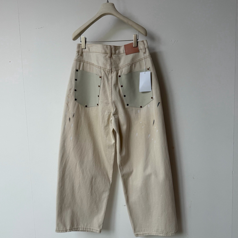 Ac Style Unisex 1981 Vintage Leather Pocket Loose Distressed Denim Wide-Leg Pants Long Pants Ac Style Unisex 1981 Vintage Leather Pocket Loose Distressed Denim Wide-Leg Pants Long Pants