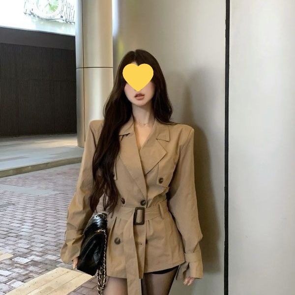 高级风衣外套秋季新款气质卡其色双排英伦小个子短款收腰大衣女潮|undefined