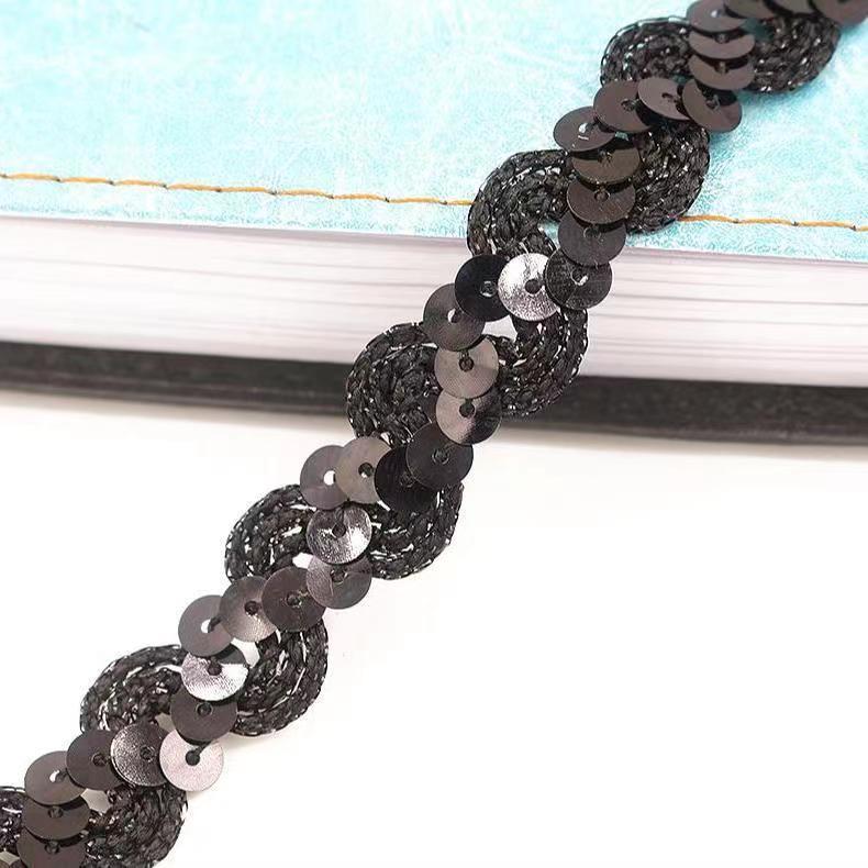 1.5CM ondulado en forma de S lentejuelas lentejuelas con cordones accesorios de ropa de cinta accesorios de ropa de rendimiento de bricolaje al por mayor