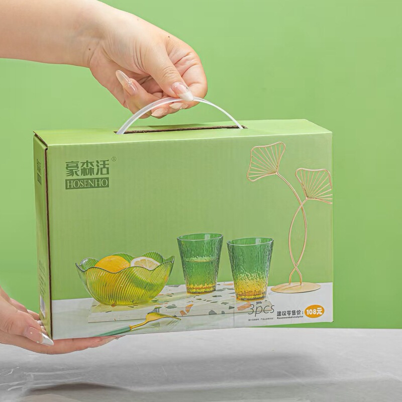 Hausen Live with Fun Mix Fun Cup Bowl Huanmei Glass Cup Bowl Set Gift Promotion to Send Customers Bank Insurance