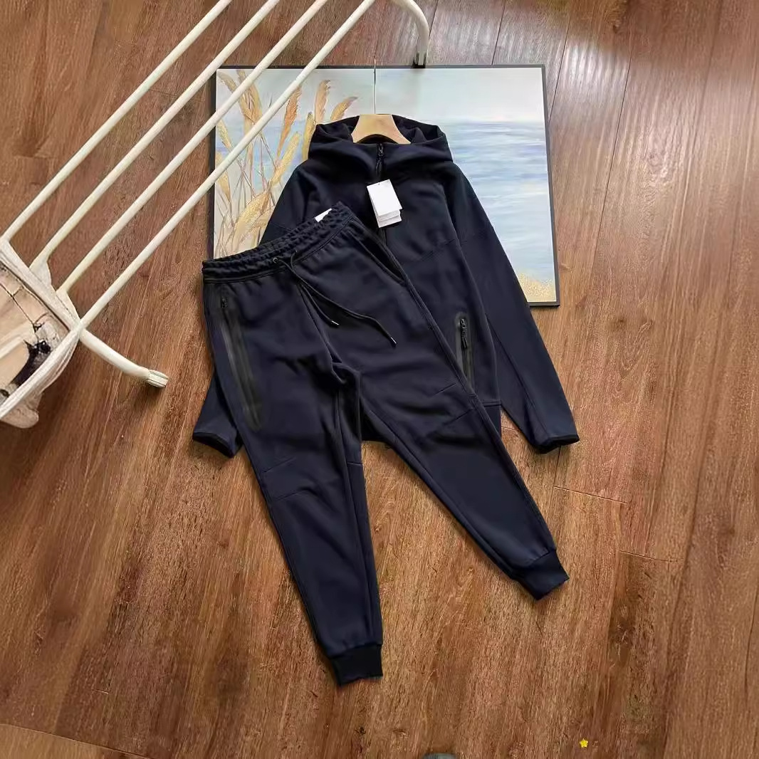 Kevad-sügis uus spordiülikond meeste kootud vabaaja kapuutsiga kardigan 922 jope ja 002 dressipükste komplekt_voghion.com