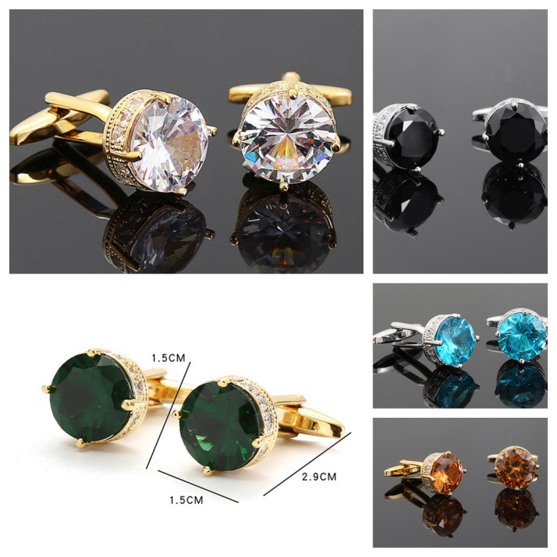 Swarovski Crystal Cufflinks Men's Cuffpins Light Luxury French Shirt Formal Cuff Nails Original Design Cross-border Hot Selling