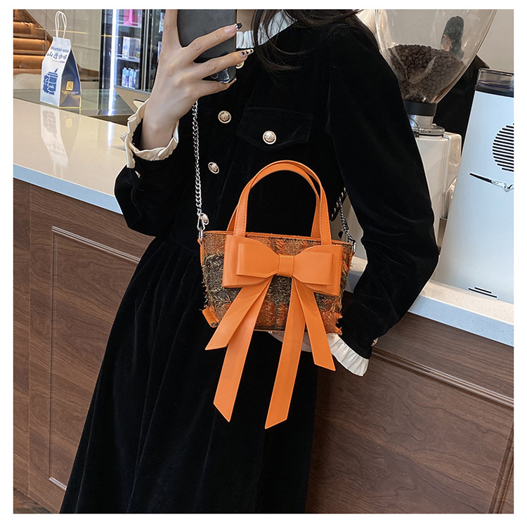 Women's Medium Pu Leather Bow Knot Streetwear Bowknot Zipper Shoulder Bag display picture 18