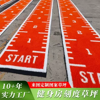厂家定制健身房刻度尺草坪仿真草皮人工造跑道图案幼儿园假草坪