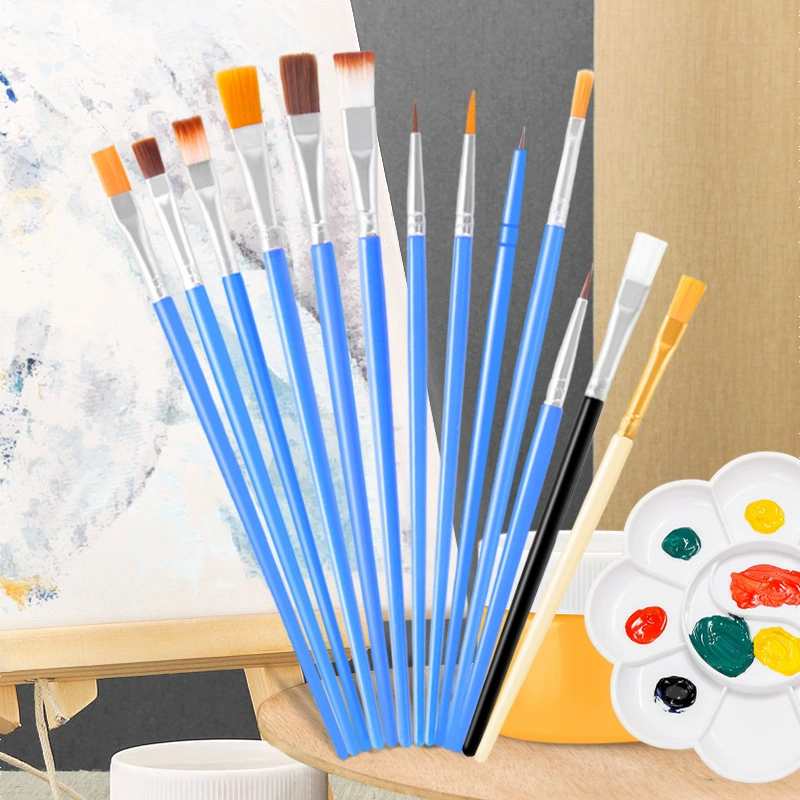 Нейлоновая кисть с плоской головкой, Детская окрашенная кисть для граффити, крючок, ход, цифровая масляная кисть, остроконечная кисть с плоской головкой