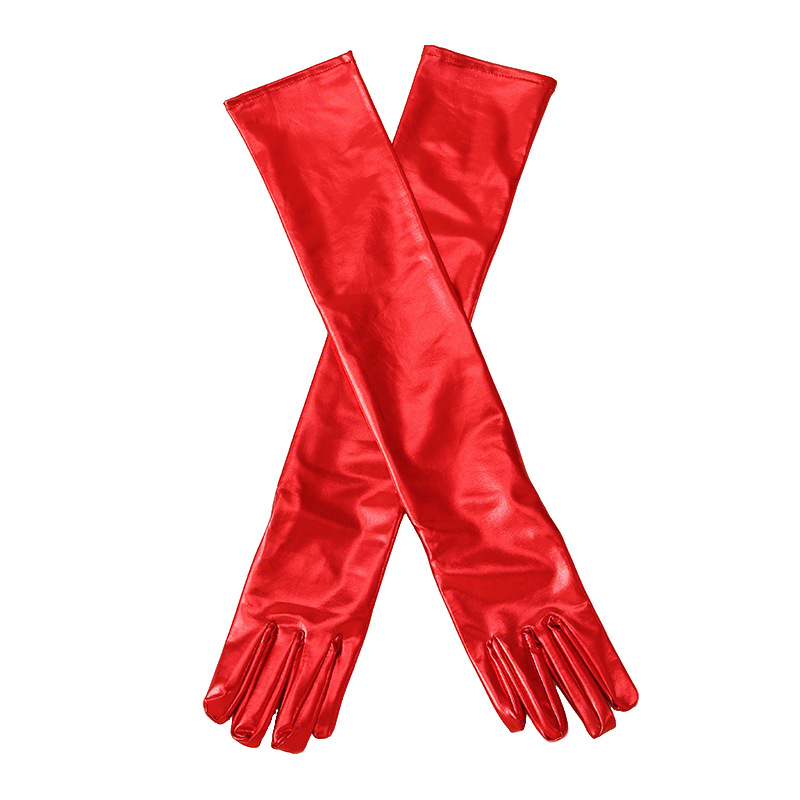 Guantes Largos de Charol para Mujer, 50 cm, Sexys, Elásticos, para Disfraces de Ópera, Cosplay, Color Oscuro