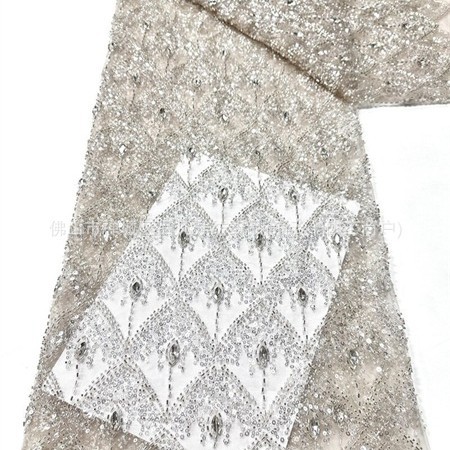 Fabricante nuevo vestido de boda de diamante tela de brindis contraposición manual de diamante en caliente tela de encaje bordada