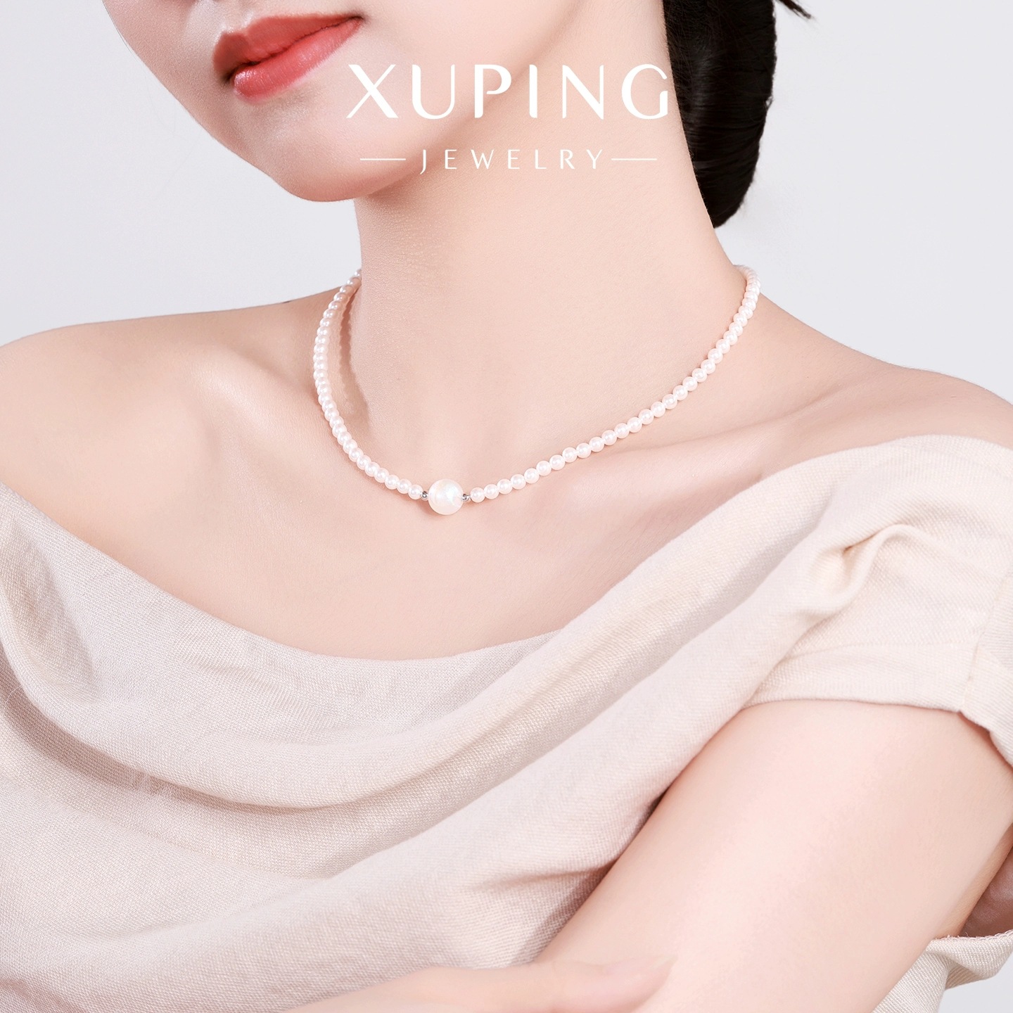 Xuping Shake Lo mismo colorido aurora sirena de pez junta imitación collar de perlas de aire suave elegante cadena clavícula