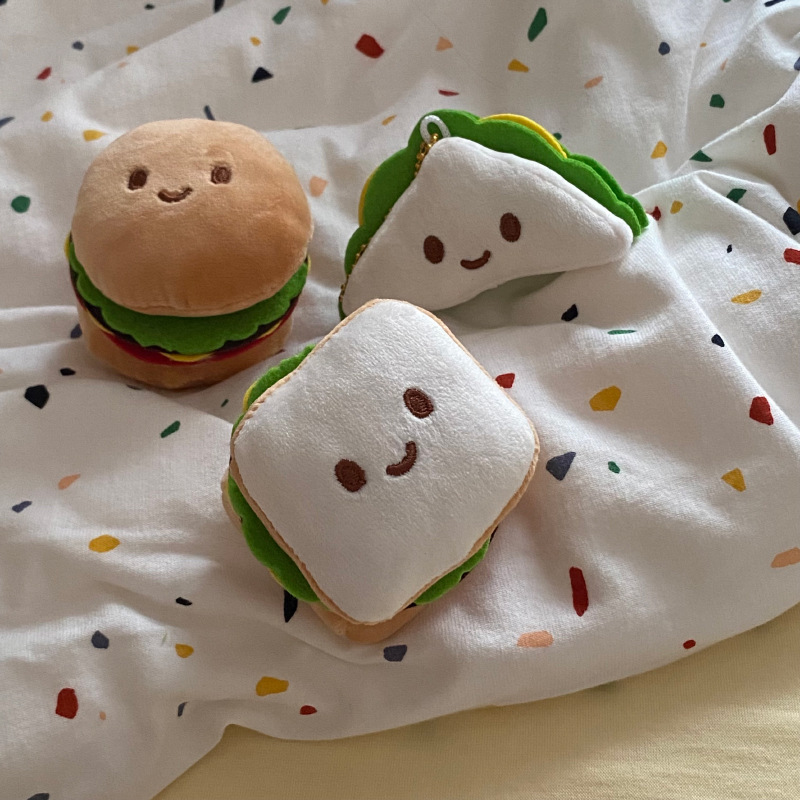 Cute Hamburger Plush Women's Bag Pendant Keychain display picture 1