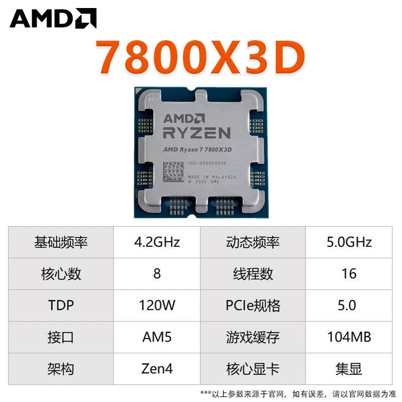 Процессор AMD Ryzen R7 7800X3D компьютерный чип CPU совместим с материнской платой B650/B850 AM5