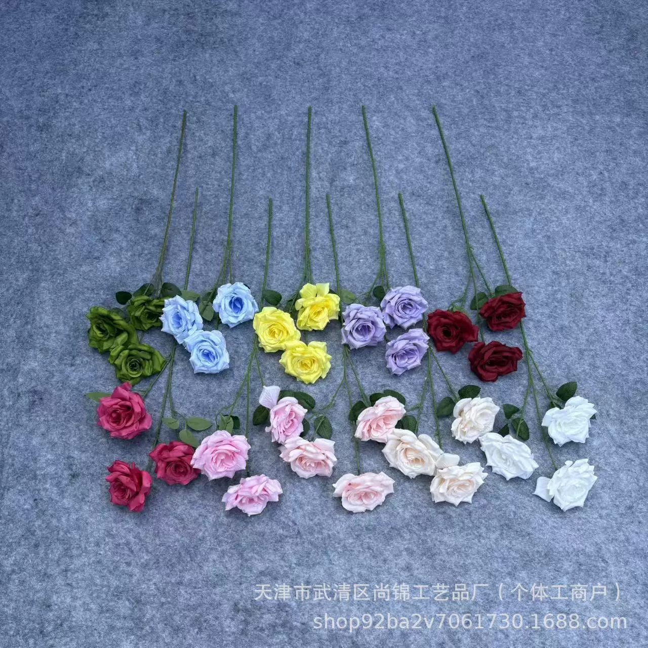 3头安娜玫瑰仿真花婚庆婚礼堂花材玫瑰花墙瀑布跨境货源假花干花