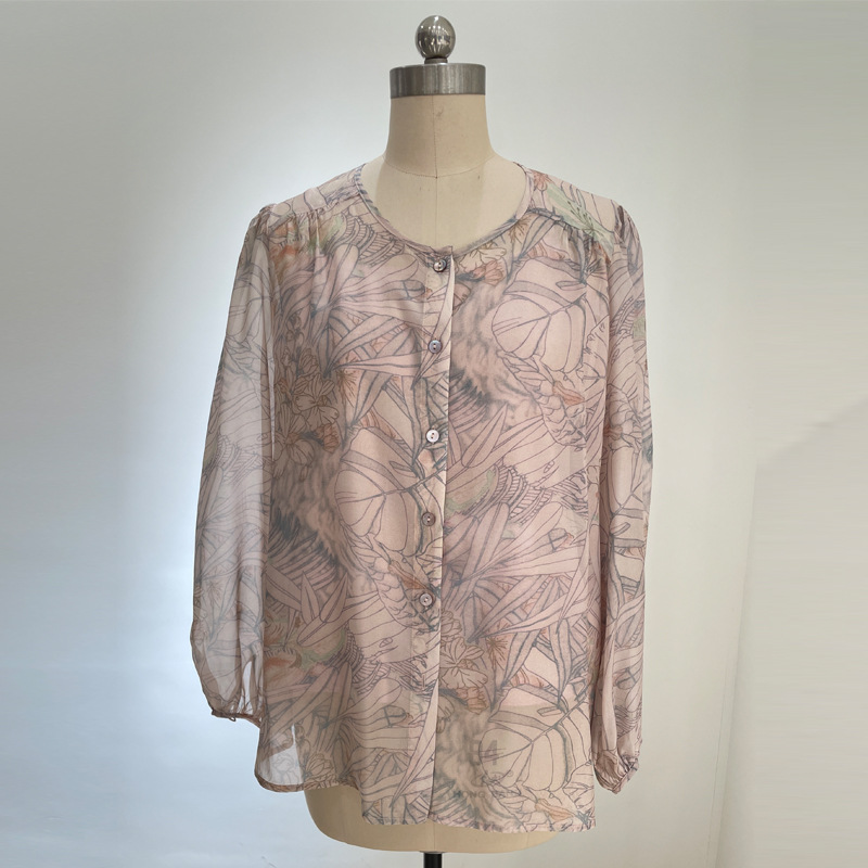 크루넥 카디건-퍼플 비네팅