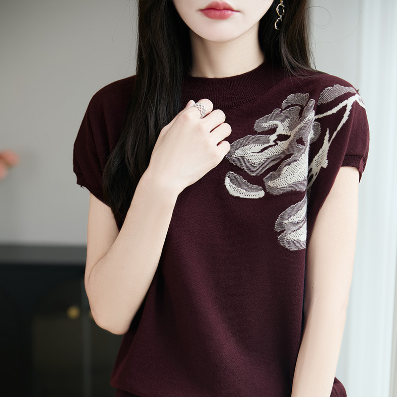 早秋半高领时尚提花针织打底衫女2025新款春秋洋气大码女装上衣批|undefined