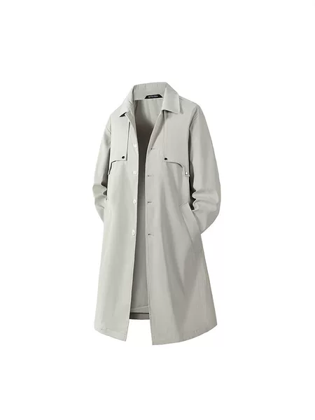 Men's spring and autumn mid-length trench coat with a turn-down collar, loose and casual, versatile and trendy, slimming and stylish