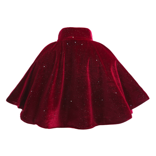 Red New Year Robe for Girls, Spring Children's Clothing Matched with Dress, Ball Gown, Velvet Evening Dress