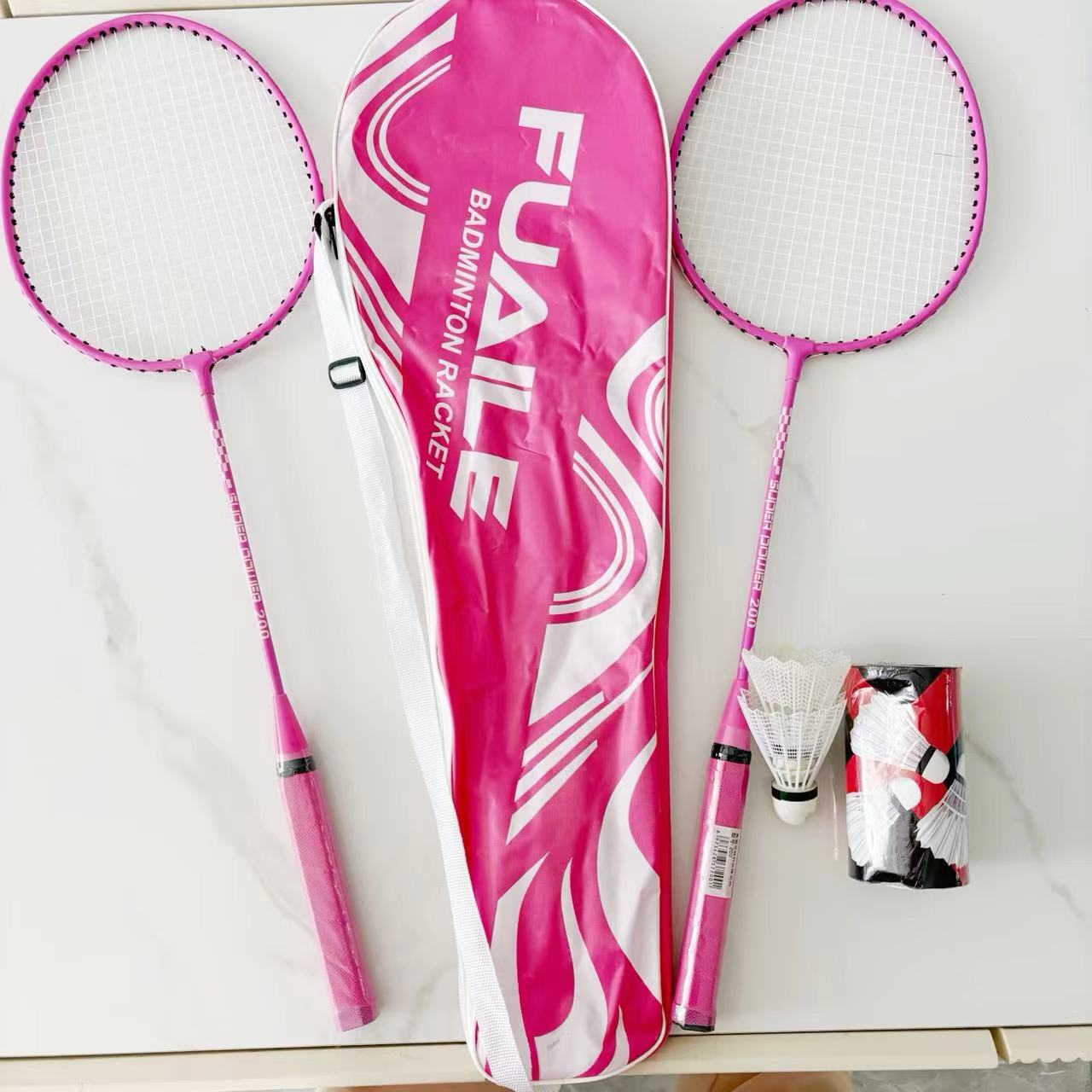 Raqueta de bádminton total para estudiantes, adulto integrado, aleación de hierro dividida, aleación de aluminio, fibra, pluma, raqueta de lana de doble raqueta