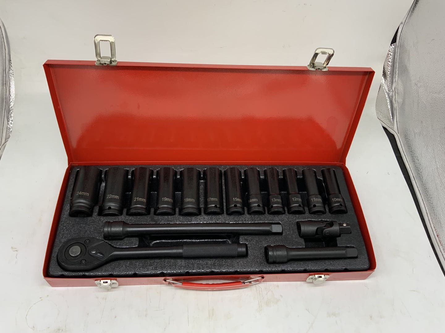 Juego de dados neumáticos 1/2” de 35 piezas, incluye vasos largos y cortos, kit profesional para herramientas neumáticas