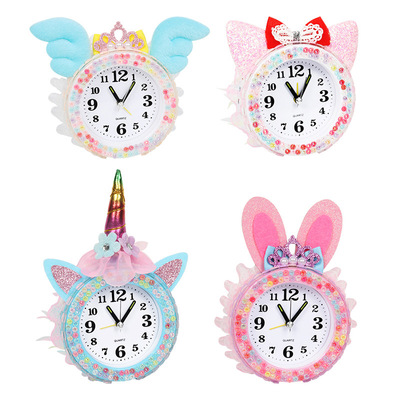 兒童diy夢幻時尚自制小鬧鍾表 男女孩創意手工粘貼卡通時鍾材料包