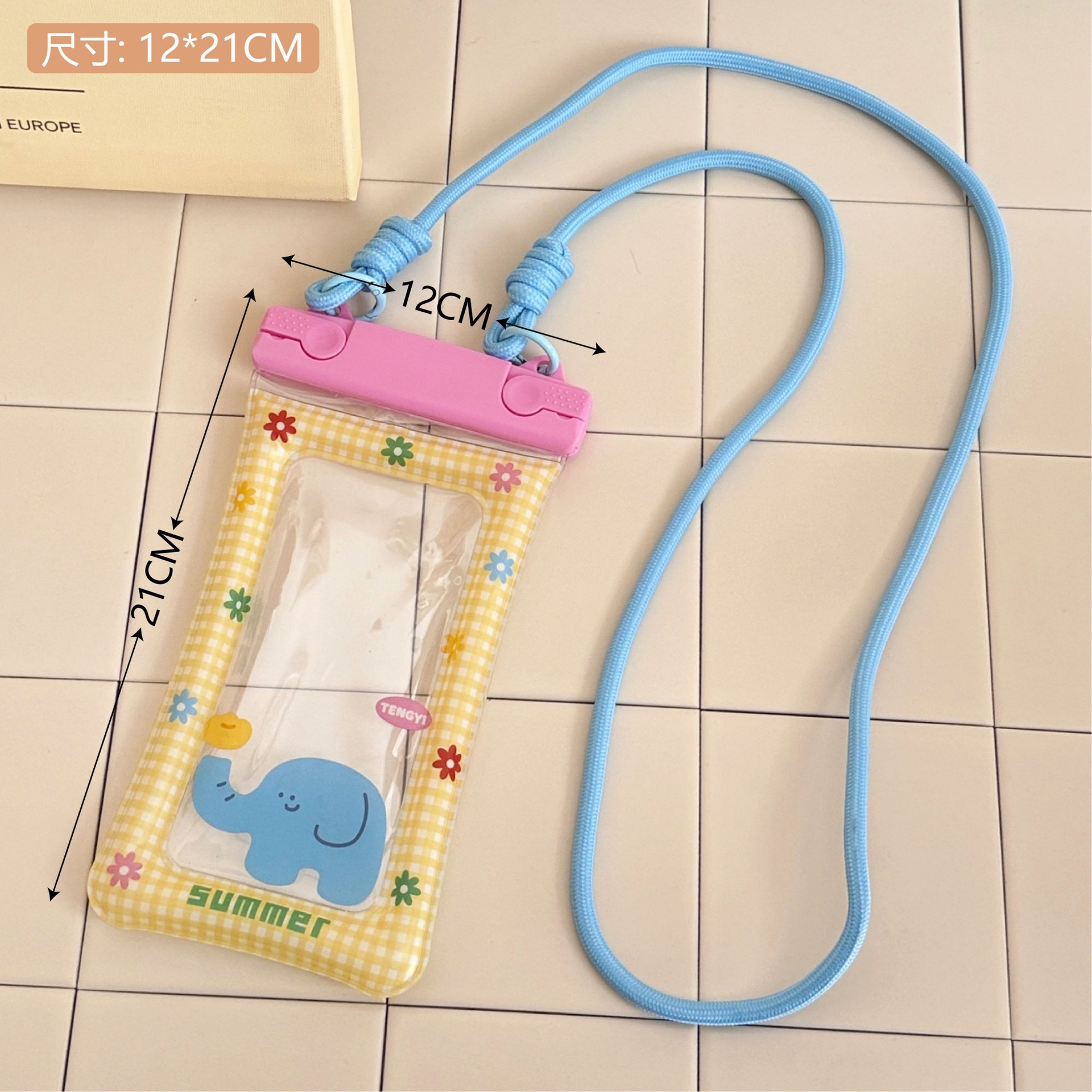 Teléfono móvil de plástico de verano lindo de dibujos animados bolsa impermeable bolsa de arena movediza bolsa a prueba de golpes bolsa colgante de teléfono móvil de natación image 17