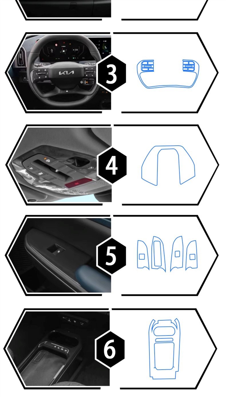 Suitable for 24-26 Models of Kia Ev5/Ev3 Interior Protective Film, Navigation Screen Film, Center Console Gear Shift Film Modification