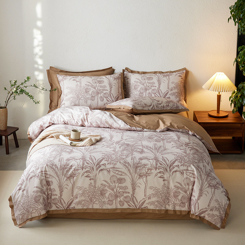 Retro estilo americano 100S algodón de lana larga cuatro piezas de algodón colchón de algodón cuatro piezas de sábanas de cama de alta calidad