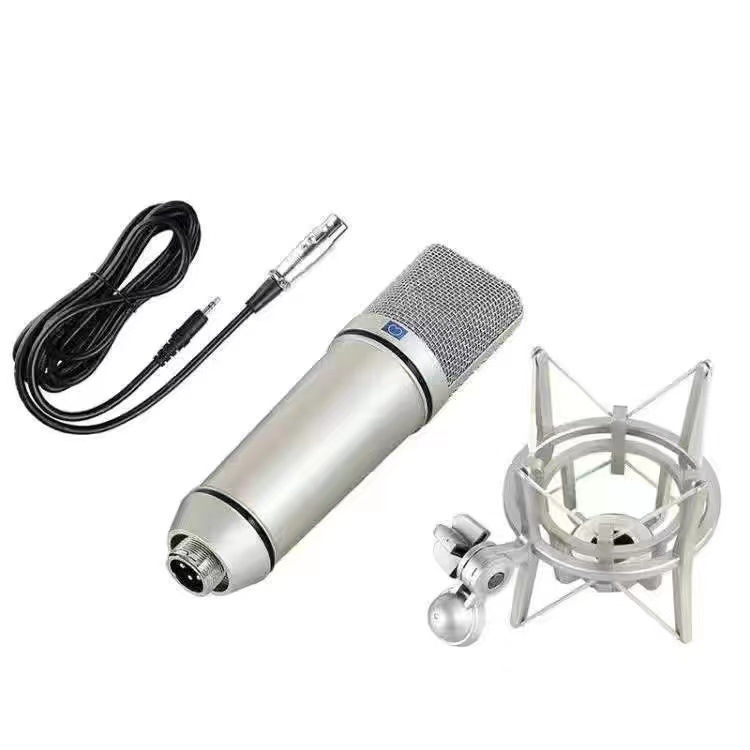 U87 micrófono de condensador grabación transmisión en vivo karaoke micrófono red equipo rojo conjunto completo de estudio de grabación de tarjeta de sonido teléfono móvil computadora