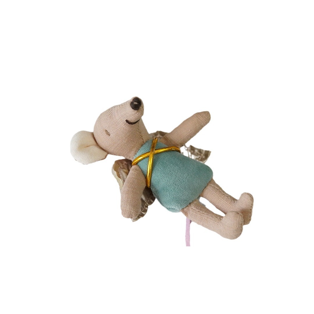 Ins estilo lino hecho a mano Ángel ratón marioneta muñeca narración de la historia jugar casa juguete mini lindo colgante