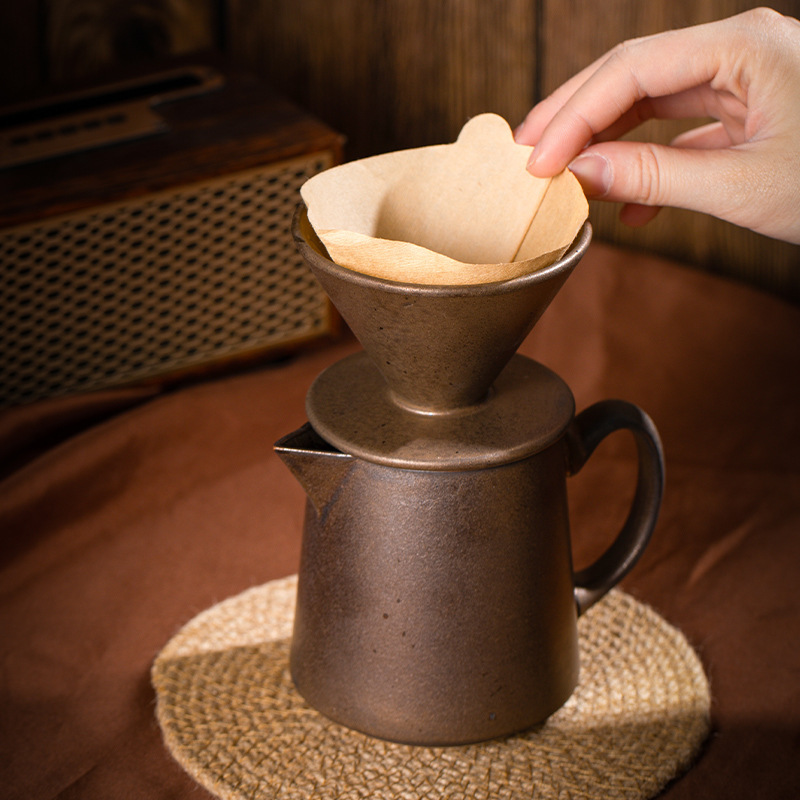 窯変手沖フィルターセットセラミックコーヒーフィルターアメリカ家庭用コーヒー漏斗ドリップコーヒー器具|undefined